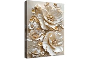 HALFLEMART Canvastryck Ram 3D Pion Blommor Lyx Aprikos Guld Målning Canvas Bilder Cameo Blommor Moderna Bilder Vardagsrum Sov