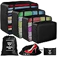 BESTOTTAM Packing Cubes for Suitcase - 7 Pcs Travel Cubes Set for Suitcase and Luggage Organizers, Packing Cubes for Travel Foldable and Lightweight (Black)
