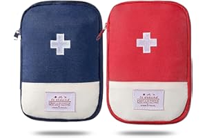 FLZONHUT Trousse de Secours Portable,2 Pièces Mini Trousse de Secours,Sac de Rangement de Médicaments,Vide pour La Maison,La Voiture,Le Bureau,Le Camping,18 x 13 x 2cm