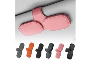 FONWUJIOT Brillenhalter für Auto Sonnenblende, Doppelschichtiger Sonnenbrillenhalter Auto, Magnetisch Sonnenbrillenhalter Auto, Universal Leder Brillenhalter für Auto Zubehör Innenraum (Rosa)