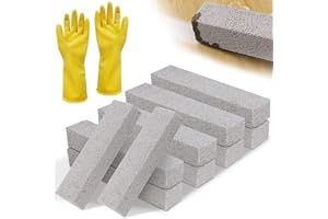 HIMOMO 10 Stück Bimsstein Reinigungsstein mit Handschuhen, Cleaning Block WC Toilette-Reinigungsstein Putzstein Deep Flecken und Harte Wasserzeichen Remover für Küche, Pool, Bad, Haushalts