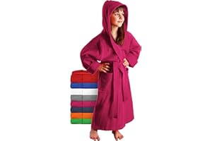 Arus Peignoir de Baine Enfant, Fille, Garçon et Ado, à Capuche, 100% Coton Tissu Éponge Serviette de Bain Ultra Doux et Léger