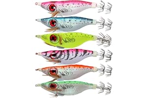 LSHEL Appâts de pêche Turluttes Leurres Appâts Crochets pour Calmars Poulpes Appâts Lumineux Calmar Leurres Crevettes