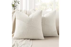 MIULEE Juego de 2 Fundas de Almohada Fundas de Almohada Decorativas de Pana con Cremallera Oculta Aptas para Dormitorio Salón Beige 40X40CM