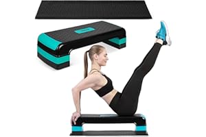 NEO-SPORT Neosport - Tabla de ejercicios aeróbicos con alfombrilla antideslizante, altura ajustable, 3 niveles, dispositivo de entrenamiento para oficina y hogar
