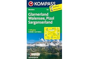 KOMPASS Wanderkarte 126 Glarnerland - Walensee - Pizol - Sarganserland 1:40.000: markierte Wanderwege, Hütten, Radrouten