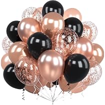 50 Palloncini Rossi E Neri Con Fulmini E Coriandoli – Set Compleanno, Laurea E Feste Disco – Con Nastro