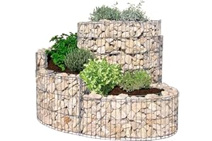 bellissa Spirale aromatique en Gabion La Petite - 95605 - Cage Pierre Jardin aromatique - matériaux, Dont Film de séparation, résistants au Gel - 110 x 90 x 20/60 cm