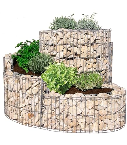 Spetebo Kruidenspiraal, extra groot, van kunststof, antraciet, 75 x 62 x 50 cm, tuin, kruidenbed, kruidenslak, plantentrap, bloementrap