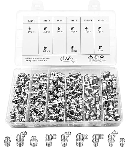 Kit De 65 Graisseurs Coniques M6 M8 M10 – Angles 45° 90° 180° – Boîte De Rangement