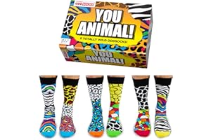 UNITED ODDSOCKS Boîte de 6 Chaussettes dépareillées - Homme Chaussettes - Vous Animal,Multicolore, 39-46
