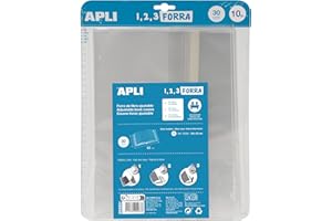 APLI - Pack de 10 couvre-livres avec rabat ajustable en polypropylène. 20283 - Dimensions : 30 x 53 cm, 75 µ.
