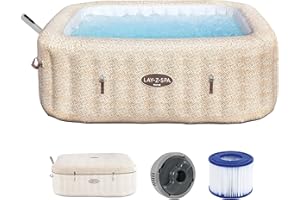 Bestway 79"x79"x28"/2.01mx2.01mx71cm Rome MaxHold EnergySense UltraFit Smart AirJet 7 Sable Marbre Carré