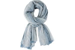 DAMILY Hommes Mode Foulard Echarpe de Plissée Rayée Confortable Coton Lin Hiver Étoles Châle
