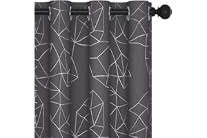 Deconovo Tende per Interni con Occhielli Tende Oscuranti Moderne per Salotto 2 Pezzi, 140x290 CM, Grigio Scuro