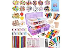 TAVADA Bastelset Kinder,3000+Stück Scrapbooking Bastelset mit Aufbewahrungsbox,Bastelzubehör Bastelmaterial Bastelsachen Bastelpapier,DIY Kunsthandwerk Bastelkoffer Bastelbedarf für Kinder