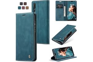 Cracedily Handyhülle für Huawei P20 Pro Hülle, Klapphülle Premium Lederhülle Klappbar Flip Case Tasche Magnet Kartenfach Standfunktion Klapphülle Schutzhülle für P20 Pro 6.1 Zoll, Blaugrün