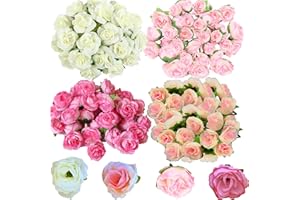 jenich 100 Pezzi Teste di Rosa Artificiali Fiori Rosa Finti per Decoracioni Matrimonio San Valentine Festa