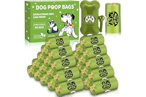 ZPQAODI Worek na odchody dla psów, 24 rolki (600 torebek) z 1 dozownikiem, wodoszczelny, odporny na rozerwanie, mocny, mocny worek na odchody dla psów, bardzo duży, zielony