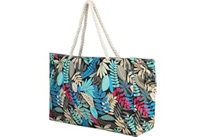 Windfromort Tote Bag Mujer XXL – Bolsa de Tela con Cremallera 49,8×34,8×15,2 cm – Tote Bag Algodón Reutilizable y Ligera para Trabajo y Viaje