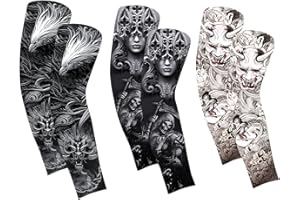 GUTERTOP 6 Stücke Gaming Tätowieren Arm Sleeve, Herren Damen Armstulpen Lang Weib Dünn, Armstulpen Sommer Winter für Handball,Basketball,Sport Zubeh，XL