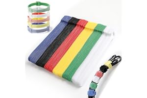 Keelyy zestaw 120 sztuk opasek na rzepy wielokrotnego użytku z rzepami, samoprzylepnych opasek kablowych, uniwersalne zastosowanie (6 kolorów)