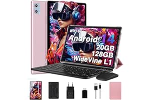 ‎DEERTIME 2025 Neueste Android 14 Tablet 10 Zoll, 20GB RAM+128GB ROM/TF 1TB, WLAN 6, 5G+2.4G WLAN,8-Core 1.8 GHz,WideVine L1,1280*800,6000mAh,5MP+8MP,BT5.0,GMS Tablet Mit Tastatur und Maus - Roségold