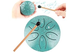 PENCHUAN Steel Tongue Drum, 3 Zoll 6 Töne Zungentrommel Schlagzeug Anfänger, Handpan Instrument Stahlzungentrommel,Mini Pan Tongue Drum Percussion Kinder für Meditation Yoga Klangheilung (Grün)