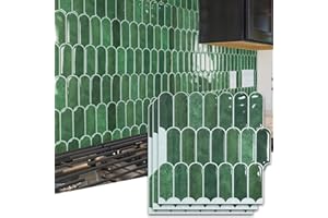 Art3d 10-Sheet Peel and Stick Kitchen Backsplash Tile, Vinyl Stick On Wall Tile Sticker for Bathroom Laundry Room Back Splashes, 12"x12" Green