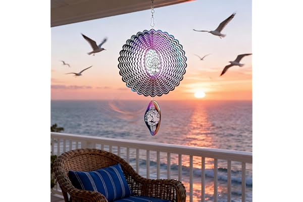 TFANUO Moulin à vent arbre de vie dégradé en acier inoxydable artisanat ornements multicolores décoration maison extérieur jardin