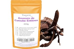 TAZARIN LTD 200g Baccelli di Carruba Interi | Carruba Essiccata | Carruba Intera dal Sapore e Aroma Intensi – 100% Naturale, Pura e Senza Additivi | TazarinLtd