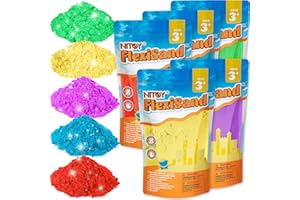 NiToy Lek sand 5 kg, färgad sand i 5 färger för barn, mjuk och formbar sand för kreativ lek inomhus, från 3 år