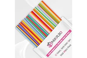 12 Bright Colors PCL Filament Refill for 3Doodler Start+ 3D Pen, Low Print Temperature Filament Only Fit for 3Doodler Start 3D Pen, Each Color 15cm x 5pc, Total 60pcs 900cm PCL Filament by MIKA3D