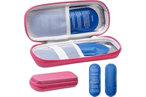 KeyQueen Insulin Kühltasche mit 2 Kühlakku, Diabetiker Medikamenten Tasche Kühltasche Tragbare Isolierte Klein für Kühler Diabetes Medikamente Reisen Diabetikertasche Flugzeug (Rosa)