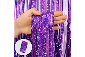 SHOWLL 4 Stück Lila Lametta Vorhänge glitzer vorhang 1m x 2.5 m, Funkeln Vorhängen Dekoration für Geburtstagsfeier Hochzeitsfoto Hintergrund Weihnachten Disco Party