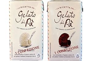 PASCAL - PANNA, GELATI E CREME GOLOSE La Ricetta del Gelato di Pa’: base gelato liquida UHT a lunga conservazione. Miscela per gelatiera al Fior di Panna e al Cioccolato -2 confezioni da 1130 grammi circa/cad.