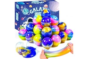 PETYUIOYU Slime Party Favors,24-Pack Galaxy Slime Balls, Stretchy, Non-Sticky, Mess-Free for Kids, Stress Relief Toys, Party Favors, and Classroom Rewards
