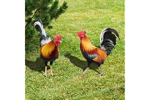 GLÜCKSVOGEL 2PC Huhn Gartenstecker Gartendeko Huhn Gartenfiguren Deko Handarbeit Henne Gartenstatue Dekorative Tiere Figuren Gartenstecker Harz Huhn Statue Bauernhof Terrasse Balkon Blumentopf Wohnzimmer Deko