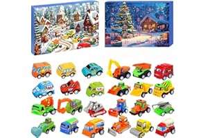 FUOUYA Calendarios Adviento Infantil,Calendario Adviento 2025 Con 24 Camiones De Juguete Para NiñOs,Calendario Adviento Hot Wheels,Camion Hot Wheels NiñOs + 3 AñOs,Ideal Para Regalo Sorpresa De Navidad