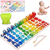 Jouet Puzzle en Bois Montessori, Jeu Éducatif Mathématiques pour Enfants Bébé 1-6 ans, Apprendre les Chiffres et les Lettres 