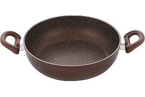 ILLA Gourmet Wok 24 cm con Rivestimento Rock 5 Strati Rinforzato con Particelle Minerali, Bronzo