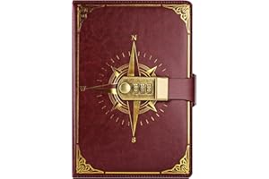 NectaRoy Diario da Viaggio, Taccuino con Serratura, Diario Intimo con Codice(Modello Bussola), Quaderno Segreto Ragazza per Ufficio Scolastico Studente Cancelleria Regalo di Compleanno, 22 x 15cm