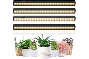 MOYA STD 1ft T5 Grow Lights with Maganets Inatllation, Black housing Grow lamp for Indoor Plants T5 Full Spectrum, Plug and Play, Linkable T5 Grow Light Strip for Greenhouse, 3000K, 4-Pack