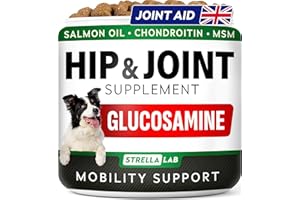 STRELLALAB – Treats Over Tablets! Advanced Joint Aid Supplement Chews for Dogs – Hip & Joint Health Care with Glucosamine & Chondroitin – Made in UK – Senior & Adult - 60 Count