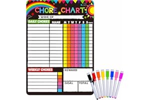 Tableau de corvée magnétique, tableau de récompense effaçable à sec à la craie colorée pour multiplier les enfants Tableau de récompense de corvée de réfrigérateur pour corvée/activité comportement