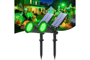 T-SUNUS Green Solar Lights Outdoor, 4 LED Solar Garden Lights, IP65 Waterproof, Auto-on/Off, 2 Bright Modes Security Lights Christmas Landscape Light for Garden Tree Yard Lawn Patio Stairs - 2Pack