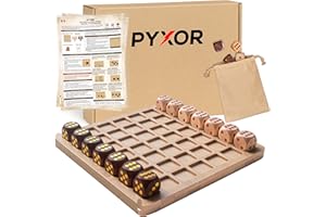 PYXOR Dice Battle - Echiquier en Bois Premium avec Dés de Jeux - Jeux echec & de Dames réinventés - Jeu de société Alliant stratégie & réflexion pour Adultes & familles - Jeu de des - Jeu en Bois