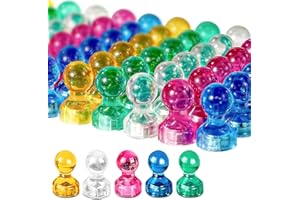 Qualsen Imanes para Pizarra magnética, 60 Piezas Chinchetas Magnéticas Multicolores, Iman Nevera Magnets, Iman Potentes, Iman Pequeños para Pizarra magnetica Nevera, Oficina, Escuela 5 Colores