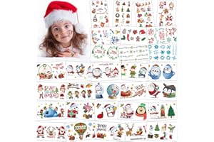 FLYFTREY Tatuaje de Navidad Temporales Niños, 30 hojas Tatoos Infantiles Tatuajes No Tóxicos para Niños y Niñas, Tatuajes Temporales Regalos De CumpleañOs, Decoración de fiesta de Navidad