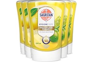 ‎SAGROTAN Sagrotan No-Touch Nachfüller Küchenseife Zitrus – Für den automatischen Seifenspender – 5 x 250 ml Handseife